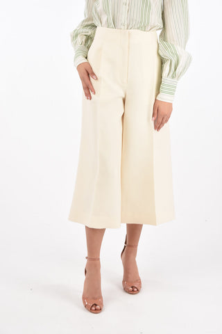Single-pleated Wool and Silk Gaucho Pants