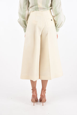 Single-pleated Wool and Silk Gaucho Pants
