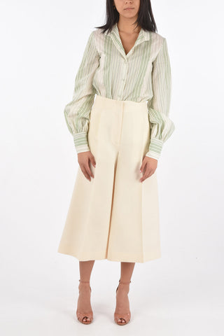 Single-pleated Wool and Silk Gaucho Pants
