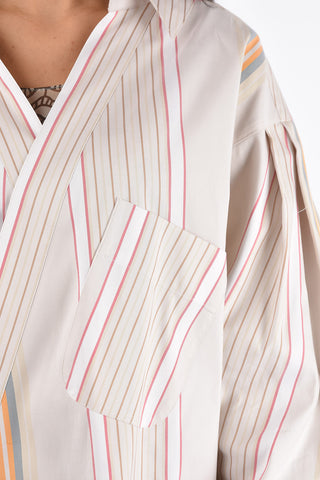 Bayadere Cotton Wrap Shirt