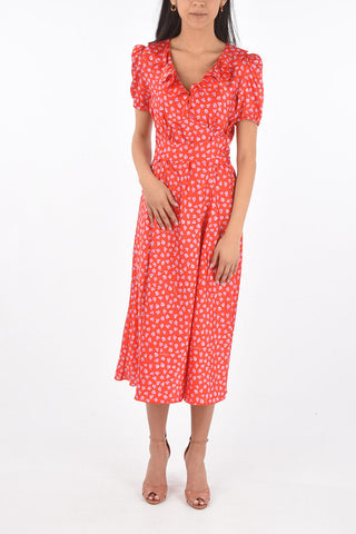 Flared HEART Patterned Dress with Belt