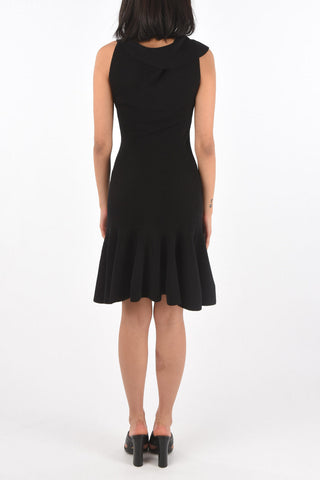 Flared Bottom Knitted Midi Dress with Front Knot