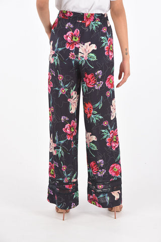 Floral Patterned Palazzo Pants with Elastic Waistband
