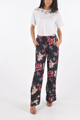 Floral Patterned Palazzo Pants with Elastic Waistband