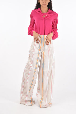 3 Pocket Single-pleated Bayadere Palazzo Pants