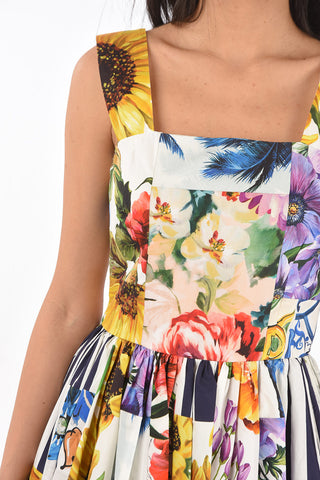 Flared Patchwork Design Midi Dress