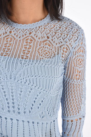 Long-sleeved Openwork Crop Top