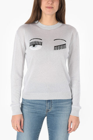 Lurex Crewneck Sweater with embroidered EYELIKE