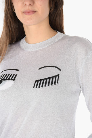 Lurex Crewneck Sweater with embroidered EYELIKE