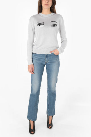 Lurex Crewneck Sweater with embroidered EYELIKE