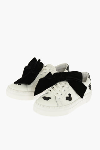 DISNEY leather low-top sneakers with velvet bow