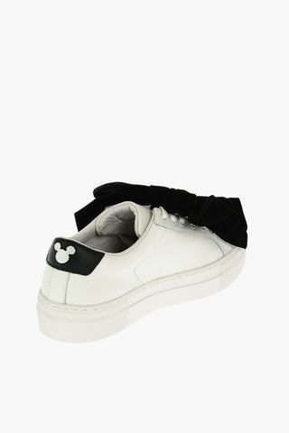 DISNEY leather low-top sneakers with velvet bow