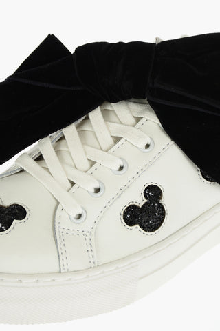 DISNEY leather low-top sneakers with velvet bow