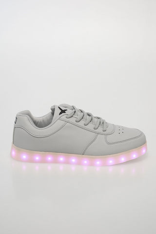 faux leather sneakers with lights in the sole