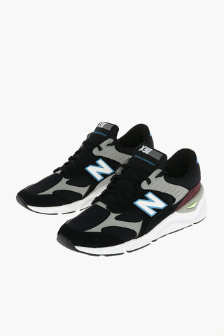 leather and fabric sneakers