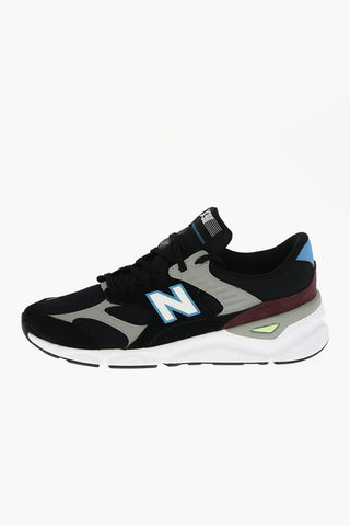 leather and fabric sneakers