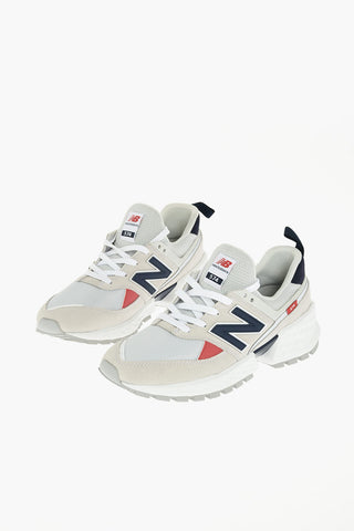 leather and fabric sneakers
