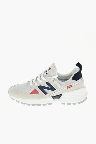 leather and fabric sneakers