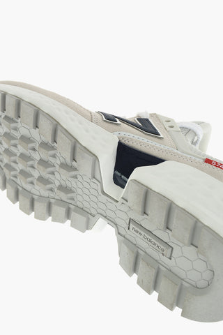 leather and fabric sneakers