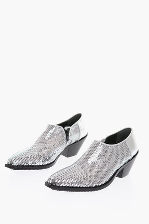 7cm leather booties with sequins
