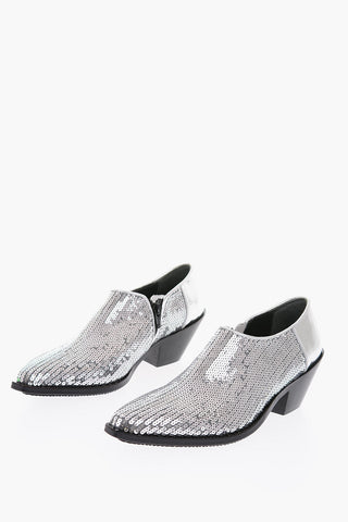 7cm leather booties with sequins