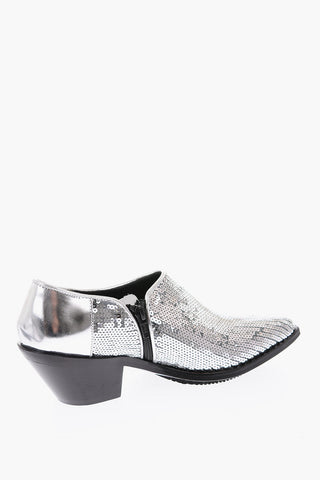 7cm leather booties with sequins