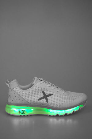 faux leather sneakers with lights in the sole