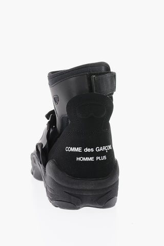 COMME DES GARCONS HOMME PLUS faux leather and fabric NIKE AIR CARNIVORE high top sneakers