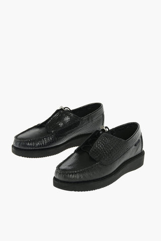 ENGINEERED GARMENT leather snake effect lace up shoes