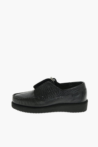 ENGINEERED GARMENT leather snake effect lace up shoes