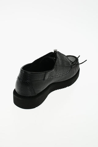 ENGINEERED GARMENT leather snake effect lace up shoes