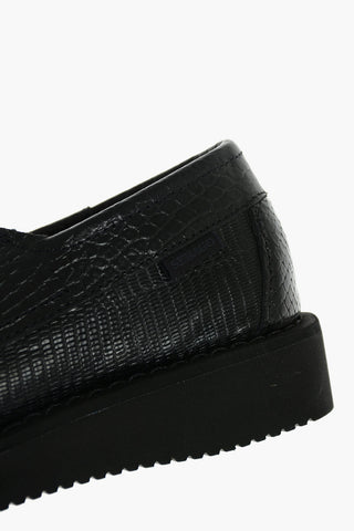 ENGINEERED GARMENT leather snake effect lace up shoes