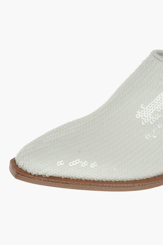 Stivaletti in pelle con paillettes 7cm