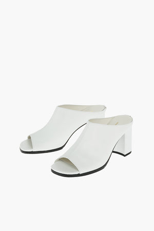 9cm leather open toe mules