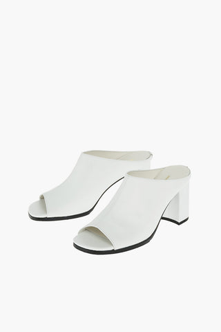 9cm leather open toe mules