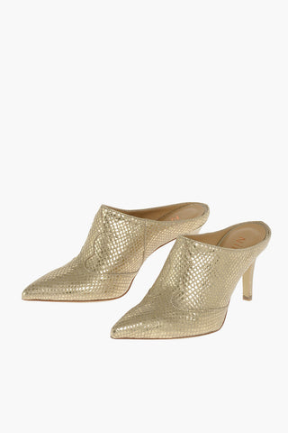 9cm reptile leather mules