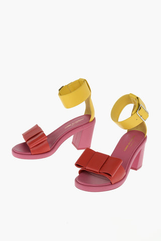 9cm leather Ankle-strap sandals with bow
