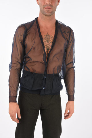 MM10 patch pockets sheer cardigan