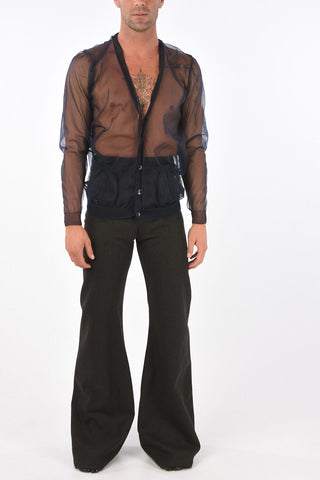 MM10 patch pockets sheer cardigan