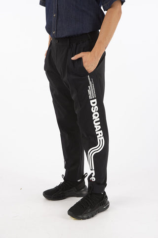 virgin wool stretch pants with perforated side band