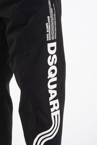virgin wool stretch pants with perforated side band