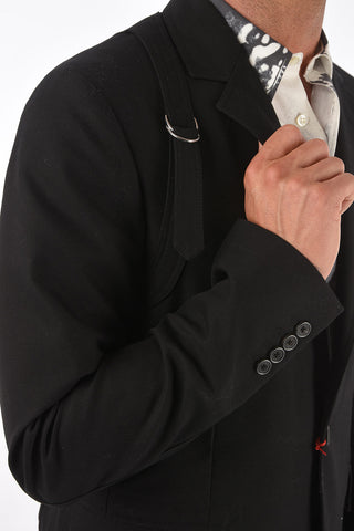 Single-breasted Denim Blazer with Strap