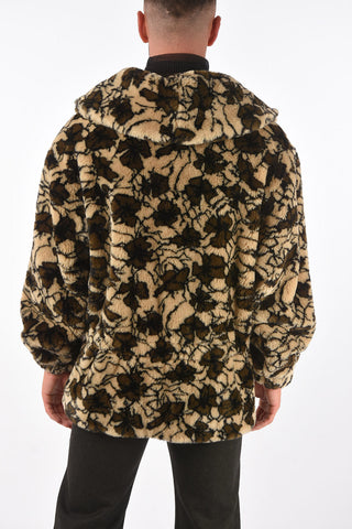 MM10 faux fur coat with floral motif