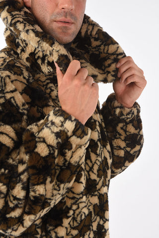 MM10 faux fur coat with floral motif