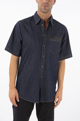stretch denim shirt with breast pocket