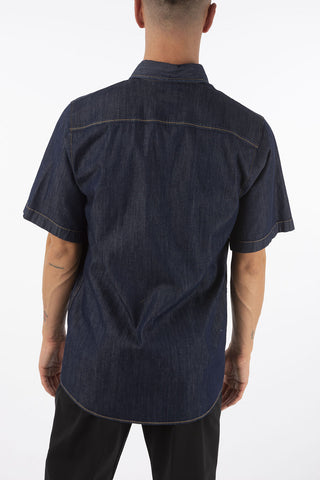 stretch denim shirt with breast pocket