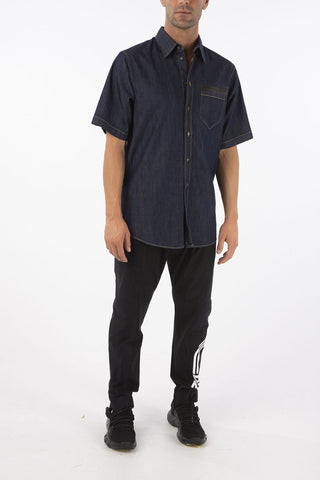 stretch denim shirt with breast pocket