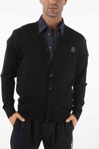 cardigan scollo a V in Lana