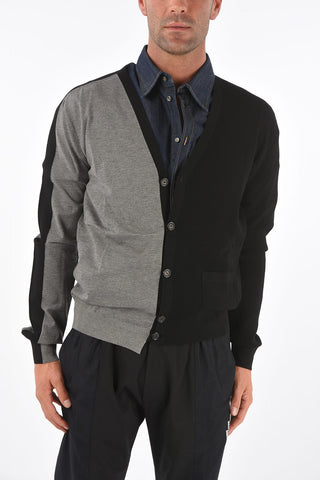 v-neck two-tone cardigan