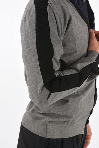 v-neck two-tone cardigan